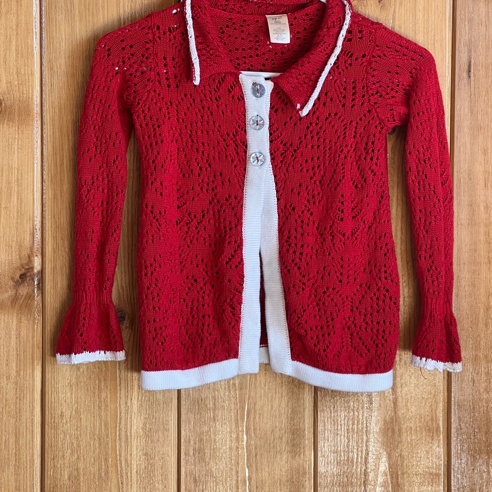 Eleanor Rose Red and White Kids Knit Sweater